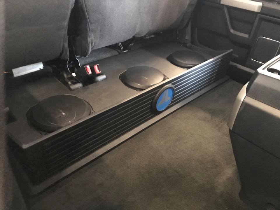 Ford F 250 Under Rear Seat Subwoofer Box Installation with.