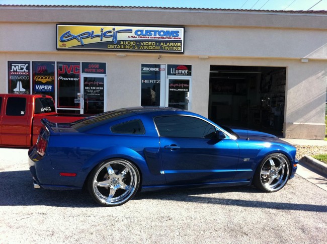 Ford Mustang car stereo with JL Audio speakers and amplifiers. Explicit Customs Melbourne Suntree Viera Florida