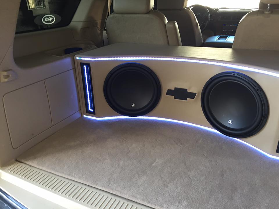 chevy tahoe jl audio subwoofer box build and installation
