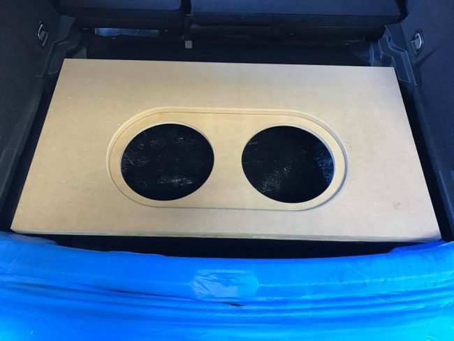 VW Golf fiberglass trunk subwoofer system by Explicit Customs Melbourne