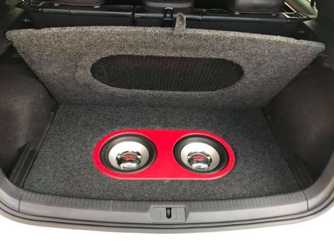 VW Golf fiberglass trunk subwoofer system by Explicit Customs Melbourne