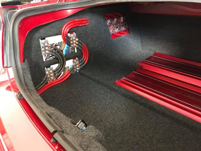 dodge charger ported wall car stereo installation with Orion HCCA subs and amps by Explicit Customs car stereo in Melbourne