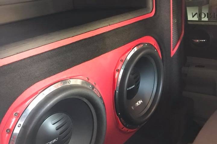 dodge charger ported wall car stereo installation with Orion HCCA subs and amps by Explicit Customs car stereo in Melbourne