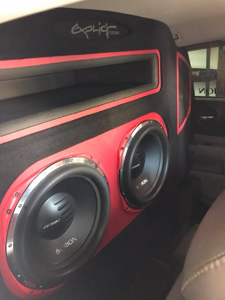 dodge charger ported wall car stereo installation with Orion HCCA subs and amps by Explicit Customs car stereo in Melbourne