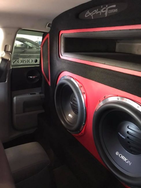 dodge charger ported wall car stereo installation with Orion HCCA subs and amps by Explicit Customs car stereo in Melbourne