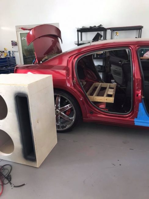 dodge charger ported wall car stereo installation with Orion HCCA subs and amps by Explicit Customs car stereo in Melbourne