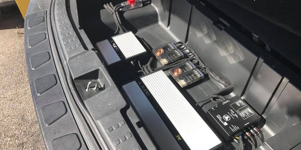 honda pilot down firing subwoofer box and jl audio amp installtion in Melbourne by Explicit Customs