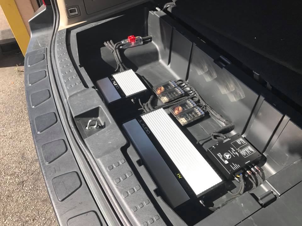 honda pilot down firing subwoofer box and jl audio amp installtion in Melbourne by Explicit Customs