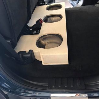 Ford F250 subwoofer box installation under rear seat by Explicit Customs Melbourne FL