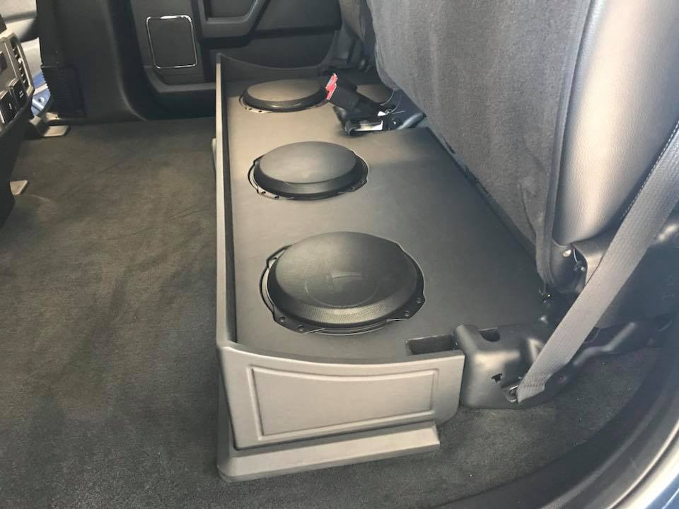 Ford F 250 Under Rear Seat Subwoofer Box Installation with 