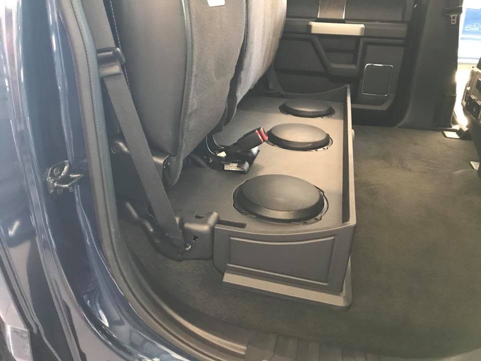 Ford F-250 Under Rear Seat Subwoofer Box Installation with. 