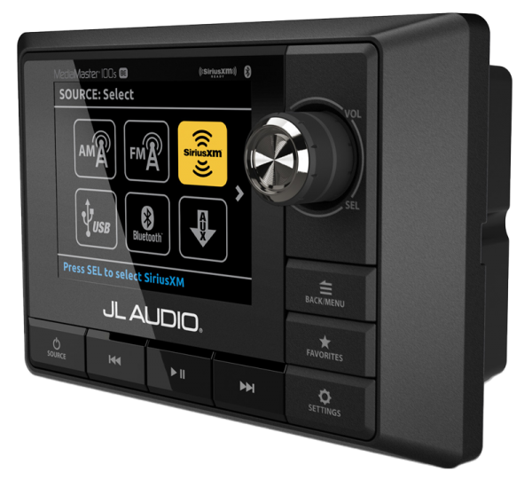 JL Audio MM100sBE Weatherproof Marine Source Unit with FullColor LCD